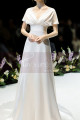 Scalloped V-Neck White Vintage Wedding Dresses With Sleeves - Ref L1989 - 06