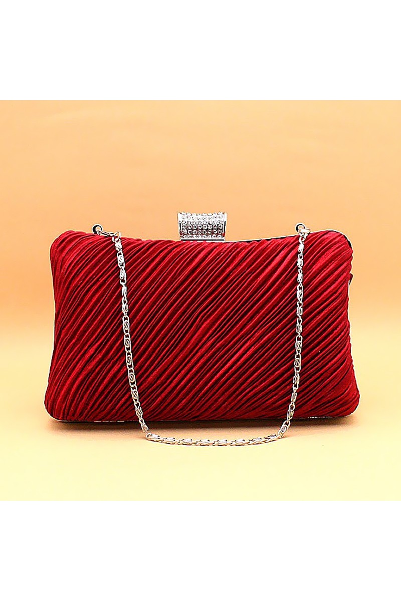 Fire Red classic clutch bag with chain - Ref SAC145 - 01