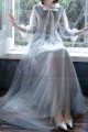 Silver Gray Tulle Vintage Princess Prom Dress With Neck Tie - Ref L1991 - 03