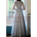 Silver Gray Tulle Vintage Princess Prom Dress With Neck Tie - Ref L1991 - 04