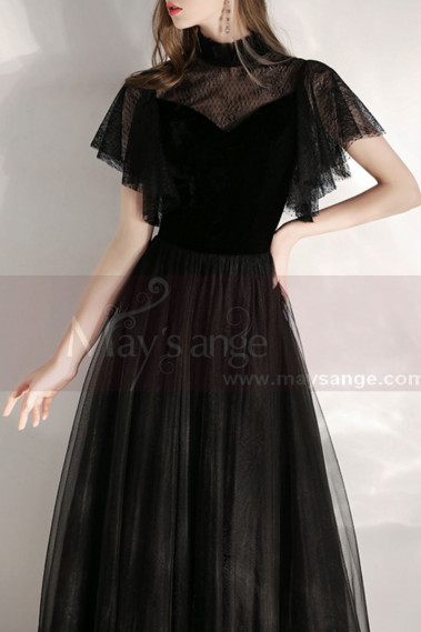 Black Velvet Vintage Gala Evening Dresses - L1990 #1