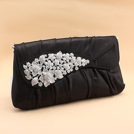 Pochette noire soirée motif blanc