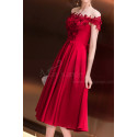 Robe Cocktail Midi Rouge Framboise Chic Haut Transparent Et Dentelle Délicate - Ref C992 - 05