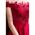 Robe Cocktail Midi Rouge Framboise Chic Haut Transparent Et Dentelle Délicate - Ref C992 - 07