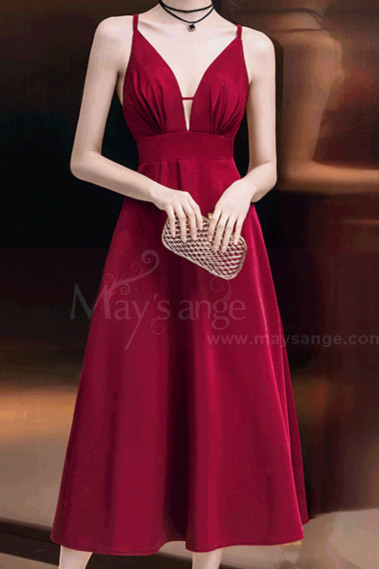 Burgundy Corset Open Back Sexy Prom Dress - C993 #1