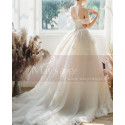 Off The Shoulder Corset Ivory Wedding Dress With Applique - Ref M069 - 05