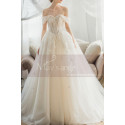 Off The Shoulder Corset Ivory Wedding Dress With Applique - Ref M069 - 04
