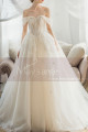 Off The Shoulder Corset Ivory Wedding Dress With Applique - Ref M069 - 04