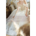 Off The Shoulder Corset Ivory Wedding Dress With Applique - Ref M069 - 06