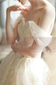 Off The Shoulder Corset Ivory Wedding Dress With Applique - Ref M069 - 03