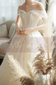 Off The Shoulder Corset Ivory Wedding Dress With Applique - Ref M069 - 07
