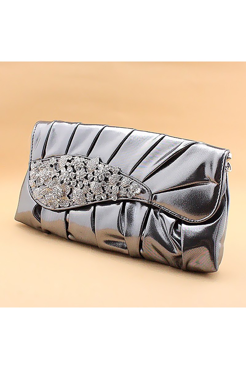 Pochette mariage gris scintillant - Ref SAC151 - 01