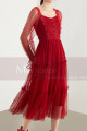 Vintage Red Party Gowns With Long Sheer Sleeves - Ref C1922 - 03