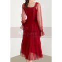 Vintage Red Party Gowns With Long Sheer Sleeves - Ref C1922 - 04