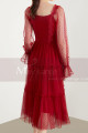 Vintage Red Party Gowns With Long Sheer Sleeves - Ref C1922 - 04