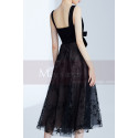 Robe De Fête Simple Noir A Bretelles Jupe Etoilée En Tulle - Ref C995 - 02