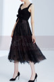 Midi Black Elegant Gown With Star Tulle Skirt - Ref C995 - 03