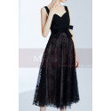 Robe De Fête Simple Noir A Bretelles Jupe Etoilée En Tulle - Ref C995 - 05