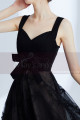 Robe De Fête Simple Noir A Bretelles Jupe Etoilée En Tulle - Ref C995 - 06