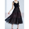 Midi Black Elegant Gown With Star Tulle Skirt - Ref C995 - 07