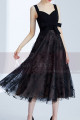 Midi Black Elegant Gown With Star Tulle Skirt - Ref C995 - 07