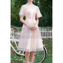 Ruffled Sleeves Tulle Pink Ball Gown Dress With Rhinestones - Ref C996 - 02