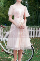 Ruffled Sleeves Tulle Pink Ball Gown Dress With Rhinestones - Ref C996 - 02