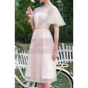 Ruffled Sleeves Tulle Pink Ball Gown Dress With Rhinestones - Ref C996 - 03