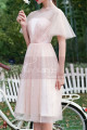 Ruffled Sleeves Tulle Pink Ball Gown Dress With Rhinestones - Ref C996 - 03