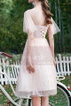 Ruffled Sleeves Tulle Pink Ball Gown Dress With Rhinestones - Ref C996 - 04