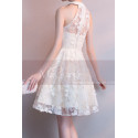 Embroidered Short High Neck Ivory Evening Dress - Ref C1927 - 06