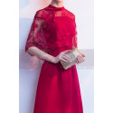 Short Red Formal Gowns With Lace Cape - Ref C1928 - 02