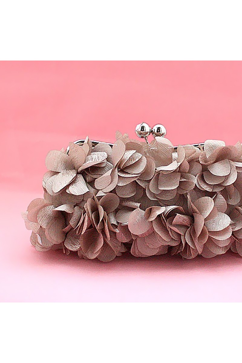 Silver pink clutch bag multiple flower