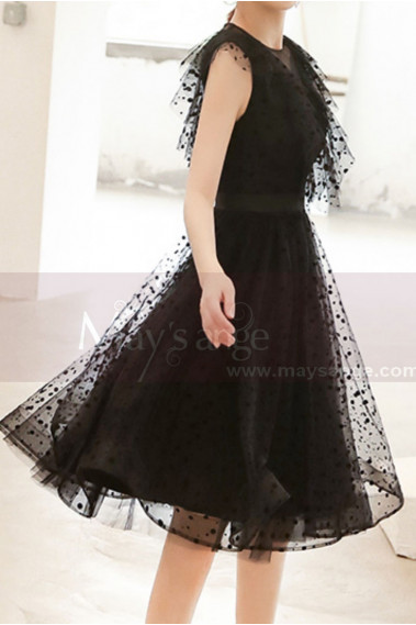 Sheer-Yoke Elegant Black Evening Dresses - C998 #1