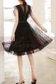 Sheer-Yoke Elegant Black Evening Dresses - Ref C998 - 04