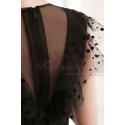 Robe Courte Cocktail Noire A Pois Avec Sa Jupe Virevoltante - Ref C998 - 05