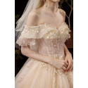 Luxury Off The Shoulder Champagne Wedding Dress Ball Gown - Ref M081 - 04