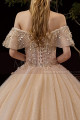 Luxury Off The Shoulder Champagne Wedding Dress Ball Gown - Ref M081 - 06