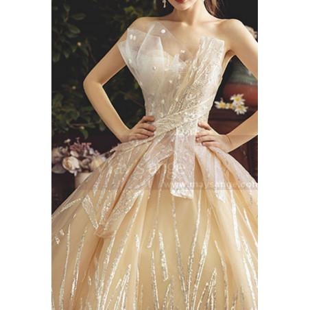 Robe Princesse Mariage De Luxe Champagne Dorée