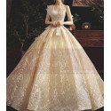 Robe Princesse Mariage De Luxe Champagne Dorée - Ref M080 - 03