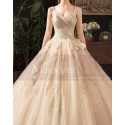 Modern Ad Luxurious Ivory Golden Princess Wedding Dress With Long Train - Ref M078 - 02