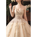 Modern Ad Luxurious Ivory Golden Princess Wedding Dress With Long Train - Ref M078 - 05