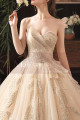 Modern Ad Luxurious Ivory Golden Princess Wedding Dress With Long Train - Ref M078 - 05