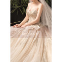 Modern Ad Luxurious Ivory Golden Princess Wedding Dress With Long Train - Ref M078 - 03