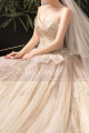 Modern Ad Luxurious Ivory Golden Princess Wedding Dress With Long Train - Ref M078 - 03