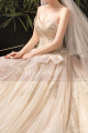 Modern Ad Luxurious Ivory Golden Princess Wedding Dress With Long Train - Ref M078 - 03