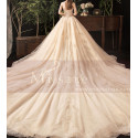 Modern Ad Luxurious Ivory Golden Princess Wedding Dress With Long Train - Ref M078 - 07