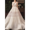 V Neckline Summer Wedding Dresses With Pretty Bow And Tie-Up Strap - Ref M079 - 02