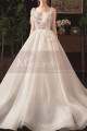 V Neckline Summer Wedding Dresses With Pretty Bow And Tie-Up Strap - Ref M079 - 02