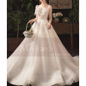 V Neckline Summer Wedding Dresses With Pretty Bow And Tie-Up Strap - Ref M079 - 03